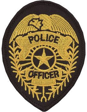 Novelty (U-N301B) Police Officer Badge with Star Patch Black and Gold