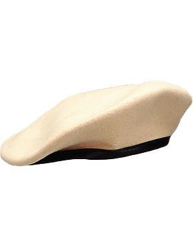 Beret (BT-E09/05) Khaki with Leather Sweatband Size 7"  (Lined)